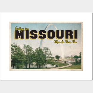 Greetings from Missouri - Vintage Travel Postcard Design Posters and Art